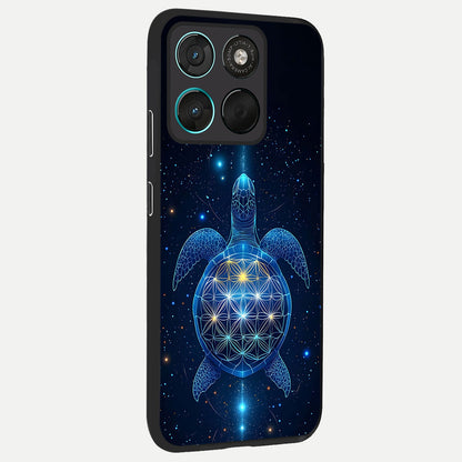  Crimson Blue Turtle back cover For Moto G57 Power slim fit glass case with vibrant aesthetic design
