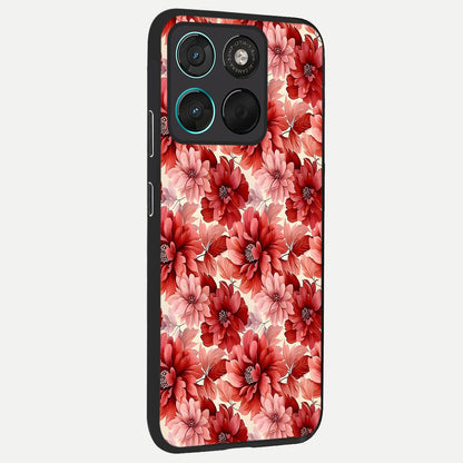  Crimson Love Petals back cover For Moto G57 Power slim fit glass case with vibrant aesthetic design