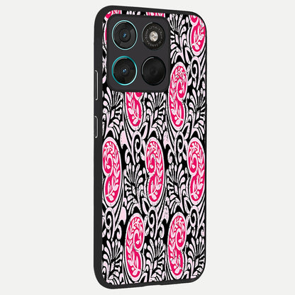 Crimson Paisley Charm back cover For Moto G57 Power slim fit glass case with vibrant aesthetic design