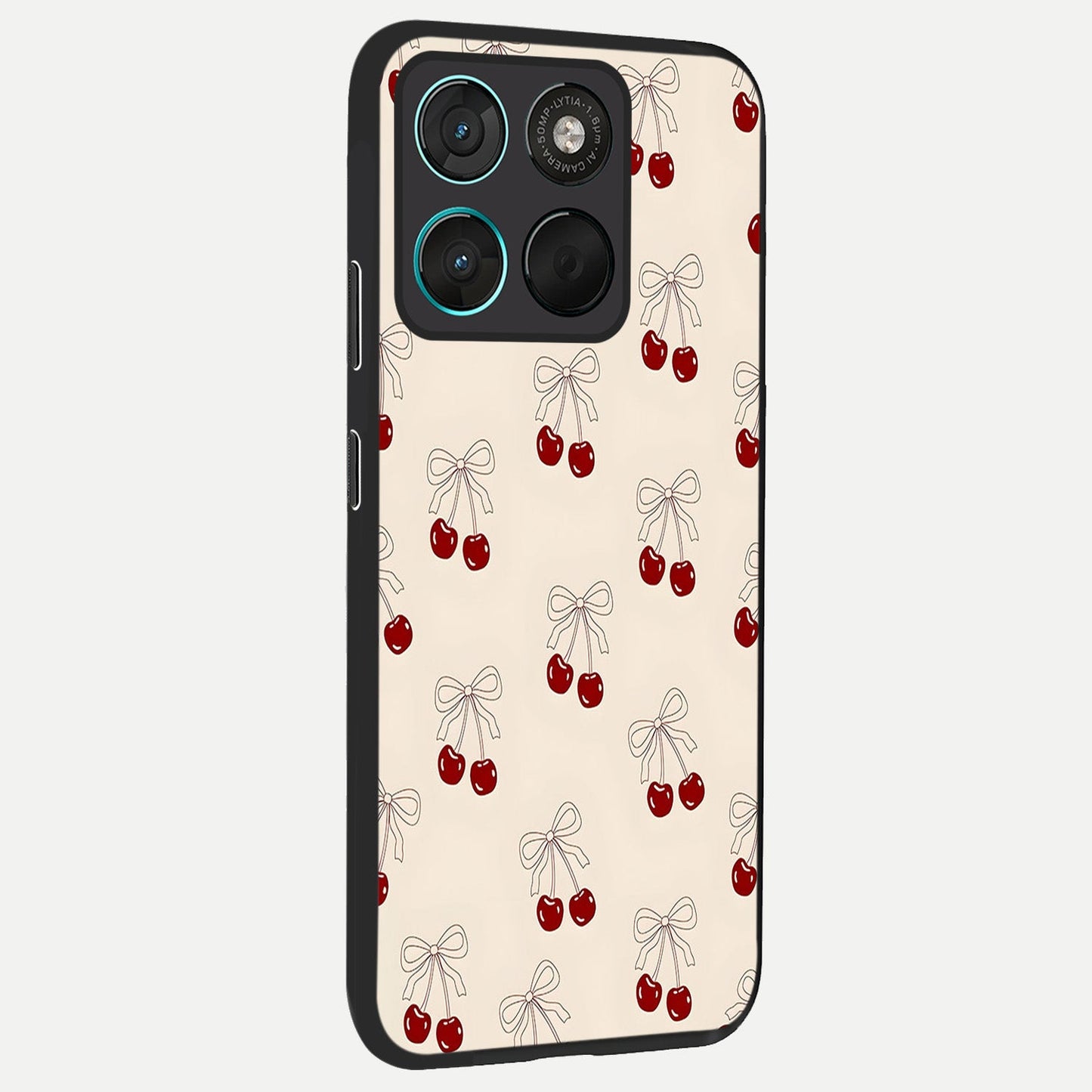  Cute Cherry Pattern back cover For Moto G57 Power slim fit glass case with vibrant aesthetic design