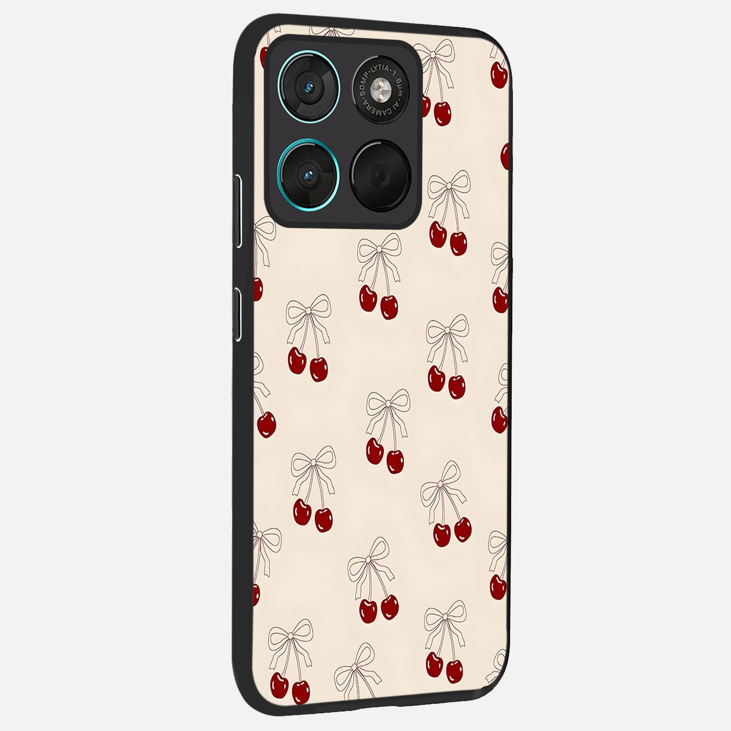  Cute Cherry Pattern back cover For Moto G57 Power slim fit glass case with vibrant aesthetic design