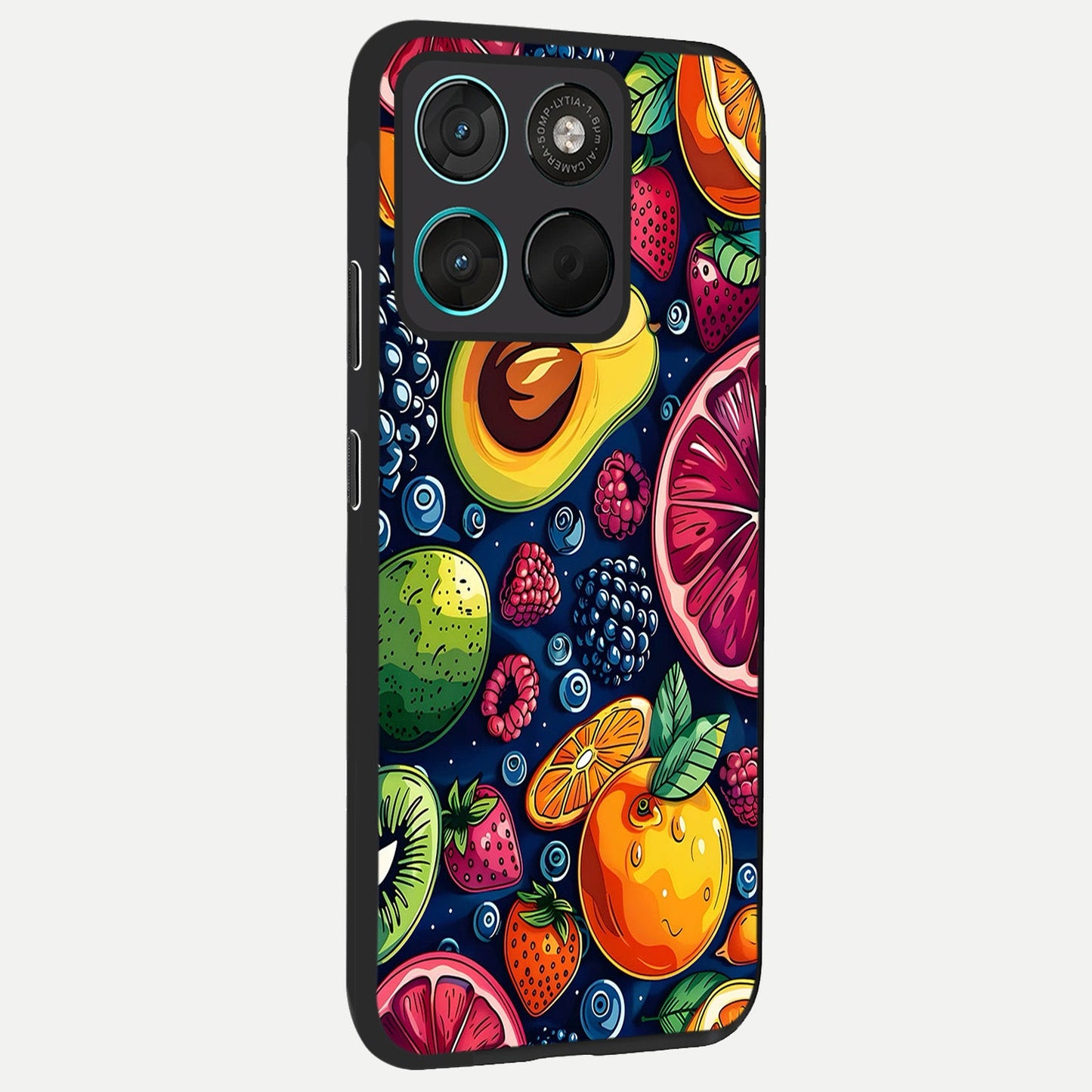  Cute Fruits Art back cover For Moto G57 Power slim fit glass case with vibrant aesthetic design