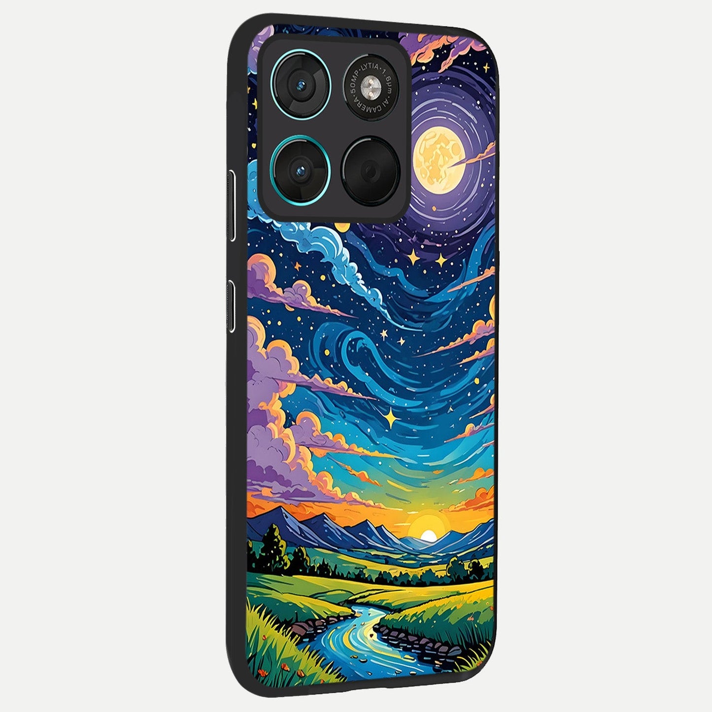  Dreamy Night Landscape back cover For Moto G57 Power slim fit glass case with vibrant aesthetic design