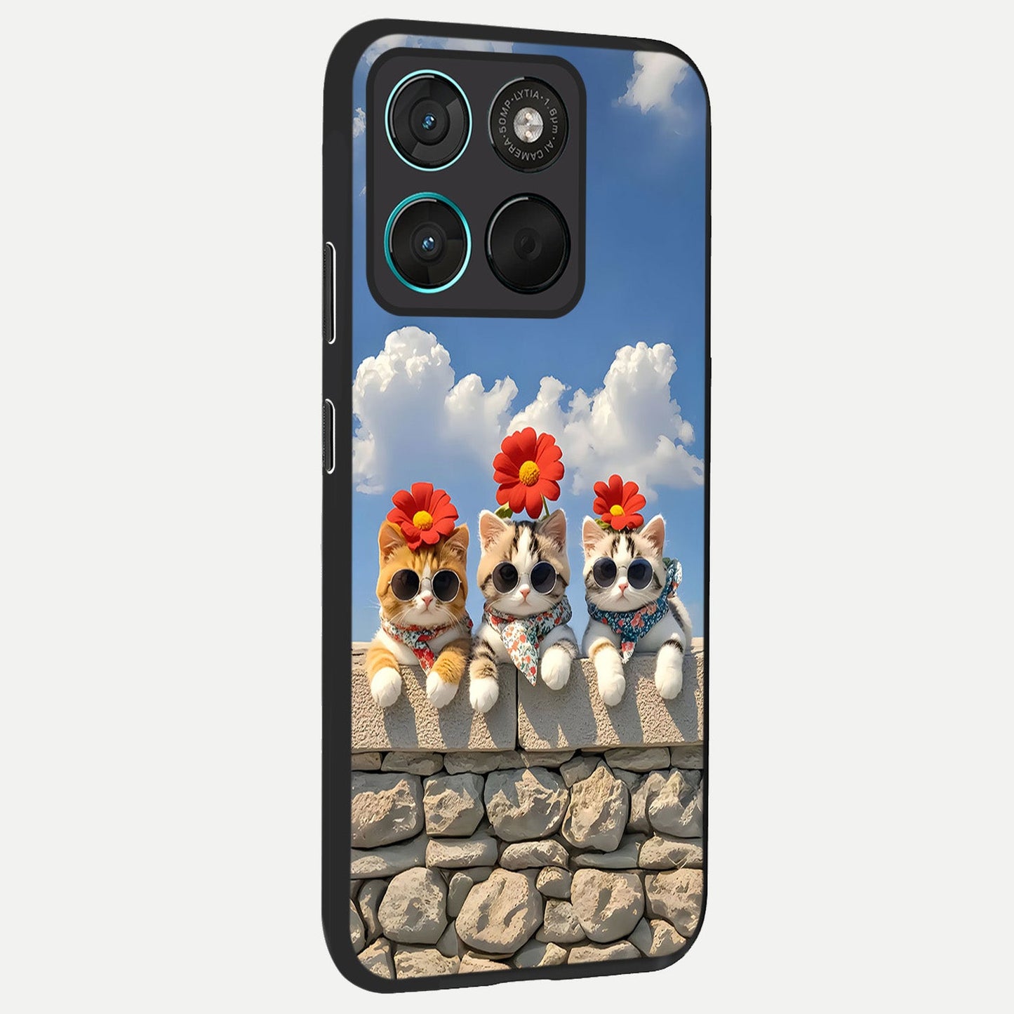  Floral Kitty Squad back cover For Moto G57 Power slim fit glass case with vibrant aesthetic design