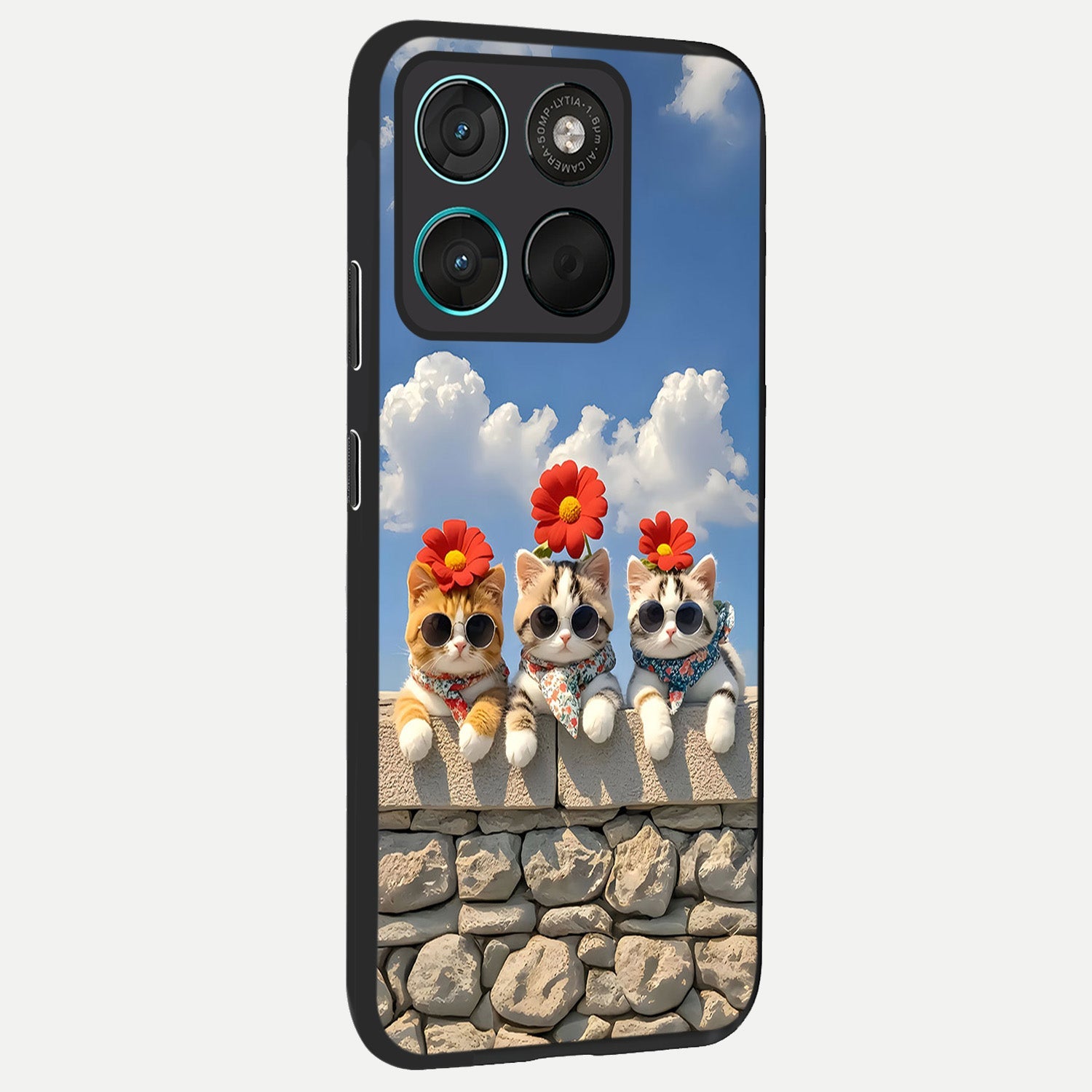  Floral Kitty Squad back cover For Moto G57 Power slim fit glass case with vibrant aesthetic design