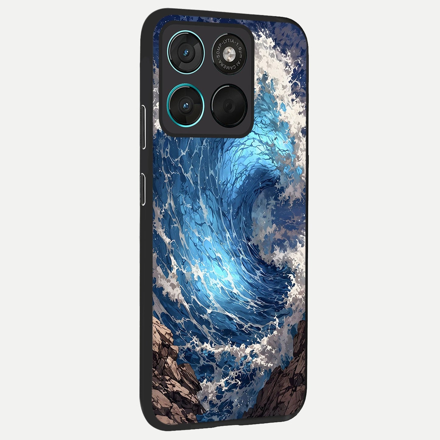  Giant Ocean Wave back cover For Moto G57 Power slim fit glass case with vibrant aesthetic design