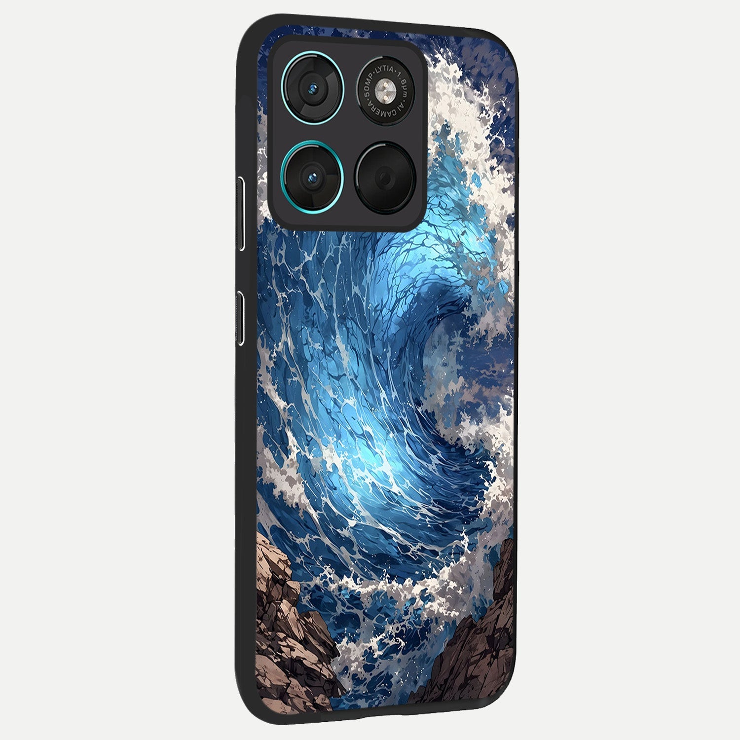  Giant Ocean Wave back cover For Moto G57 Power slim fit glass case with vibrant aesthetic design