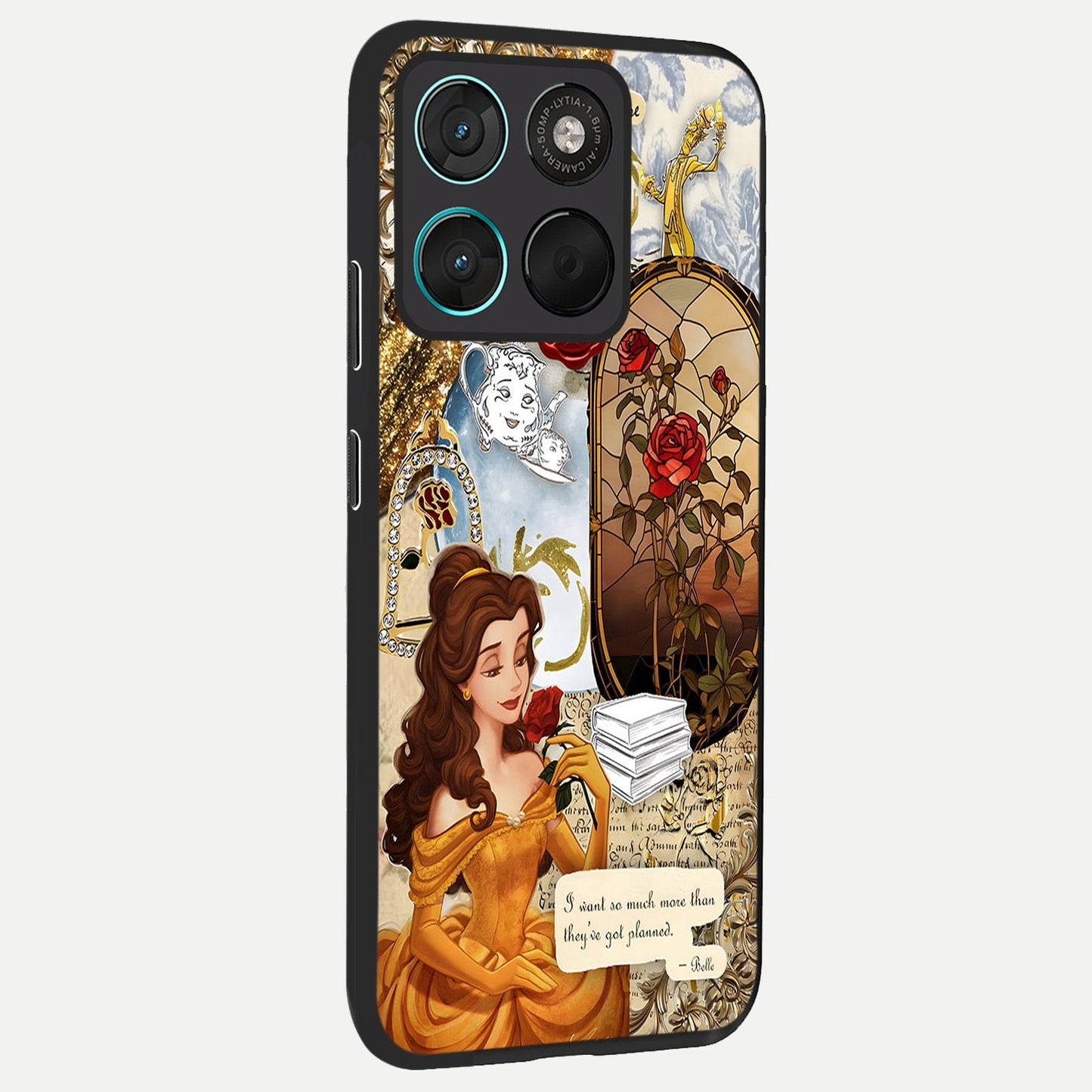  Golden Dream Belle back cover For Moto G57 Power slim fit glass case with vibrant aesthetic design