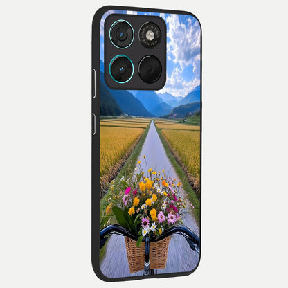  Golden Field Journey back cover For Moto G57 Power slim fit glass case with vibrant aesthetic design