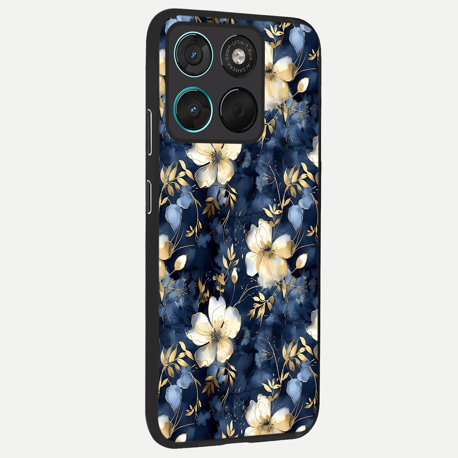  Golden Midnight Bloom back cover For Moto G57 Power slim fit glass case with vibrant aesthetic design