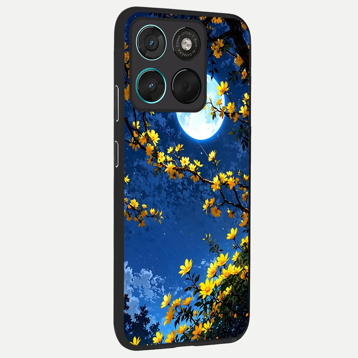  Golden Night Glow back cover For Moto G57 Power slim fit glass case with vibrant aesthetic design