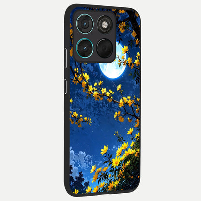  Golden Night Glow back cover For Moto G57 Power slim fit glass case with vibrant aesthetic design