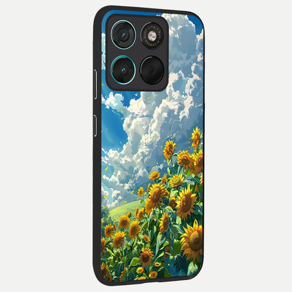  Golden Sun Glory back cover For Moto G57 Power slim fit glass case with vibrant aesthetic design