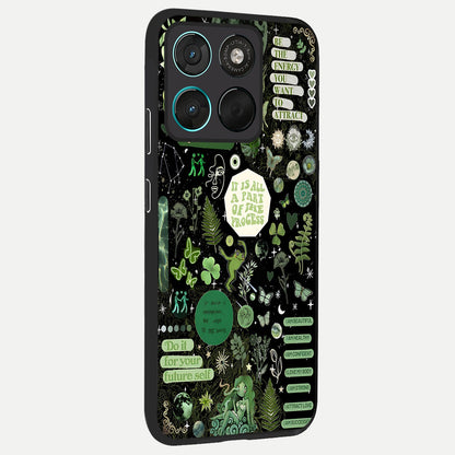  Green Mandala Pattern back cover For Moto G57 Power slim fit glass case with vibrant aesthetic design