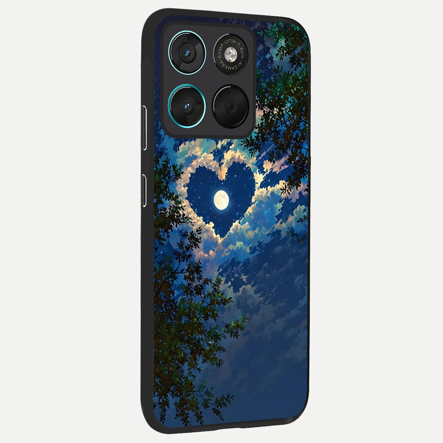 Heart With Moon Sky back cover For Moto G57 Power slim fit glass case with vibrant aesthetic design
