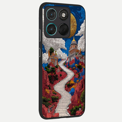  Heavenly Moon Path back cover For Moto G57 Power slim fit glass case with vibrant aesthetic design