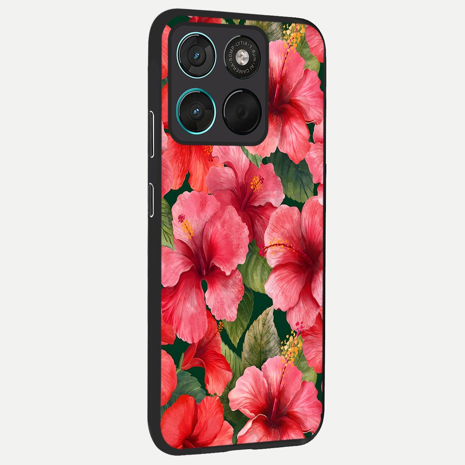  Hibiscus Pattern back cover For Moto G57 Power slim fit glass case with vibrant aesthetic design