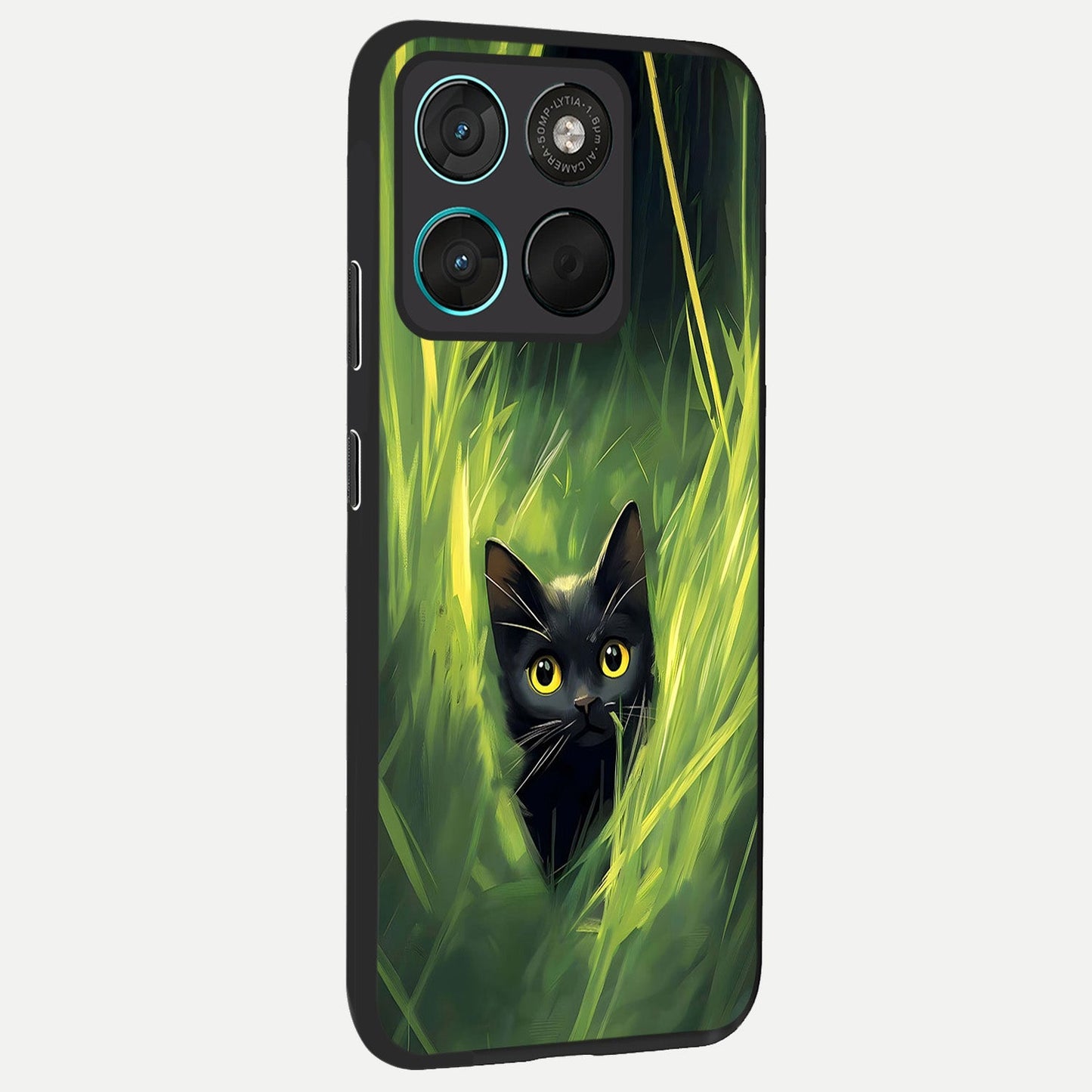  Hidden Cat Whisper back cover For Moto G57 Power slim fit glass case with vibrant aesthetic design