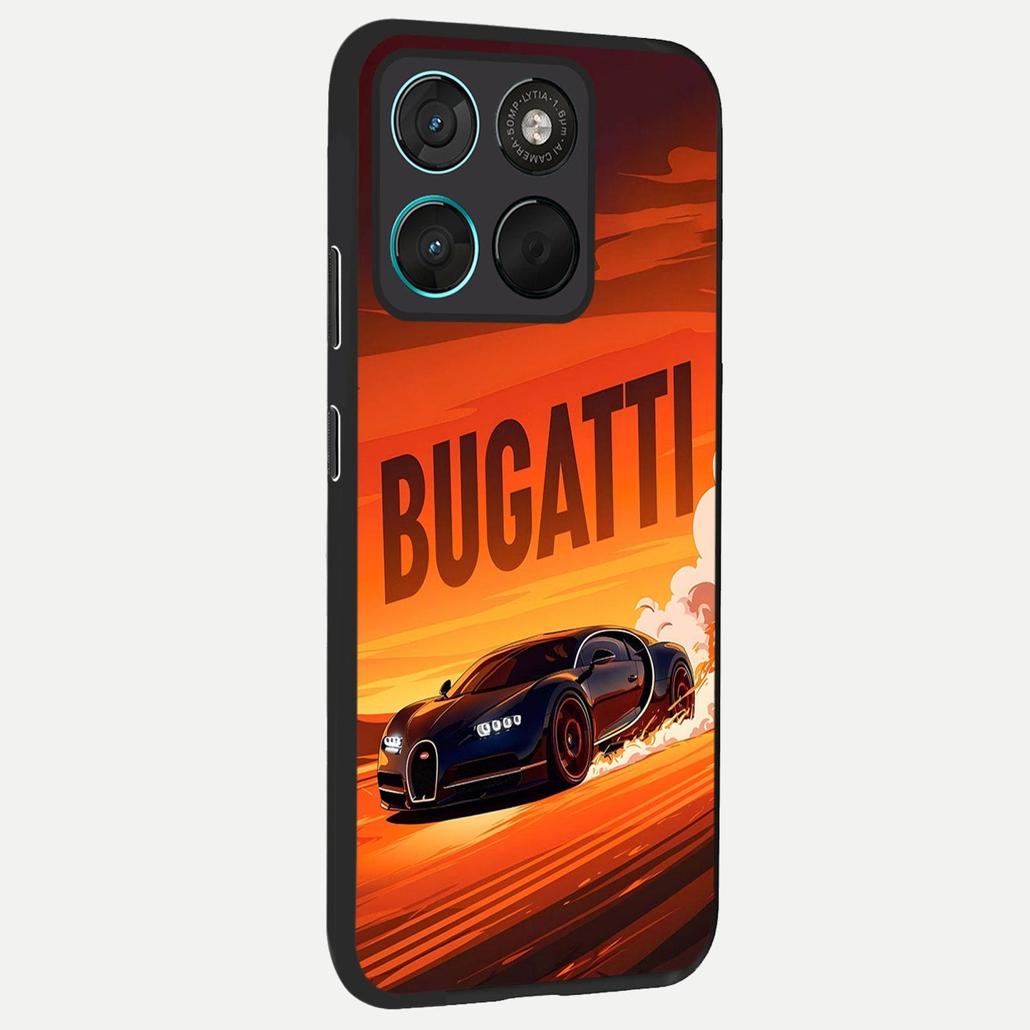  Inferno Bugatti Storm back cover For Moto G57 Power slim fit glass case with vibrant aesthetic design