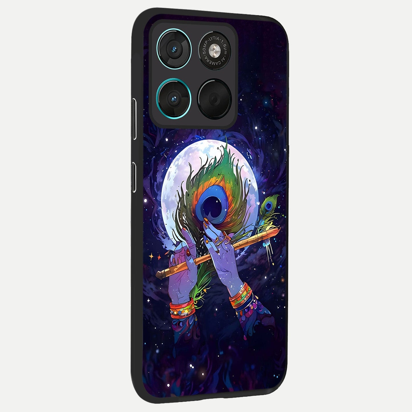  Krishna Hands Art back cover For Moto G57 Power slim fit glass case with vibrant aesthetic design