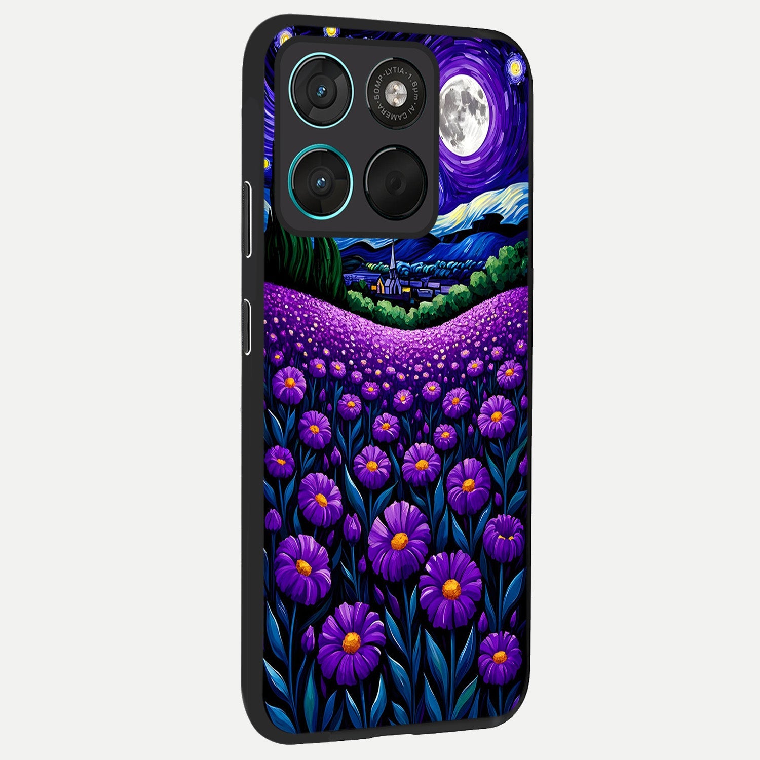  Lavender Moon Field back cover For Moto G57 Power slim fit glass case with vibrant aesthetic design