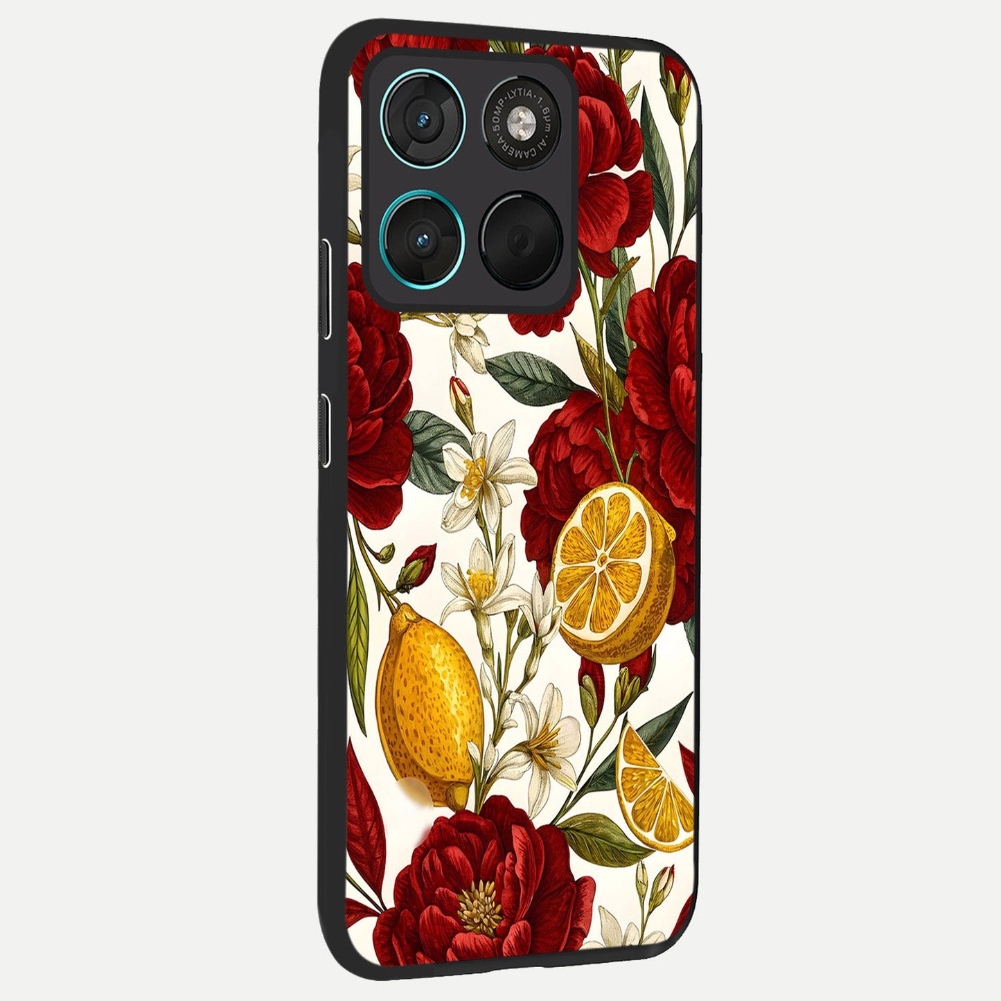  Lemon Rose Charm back cover For Moto G57 Power slim fit glass case with vibrant aesthetic design