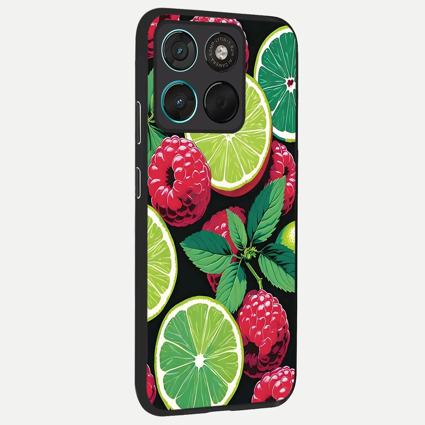  Lime and Raspberry Pattern back cover For Moto G57 Power slim fit glass case with vibrant aesthetic design