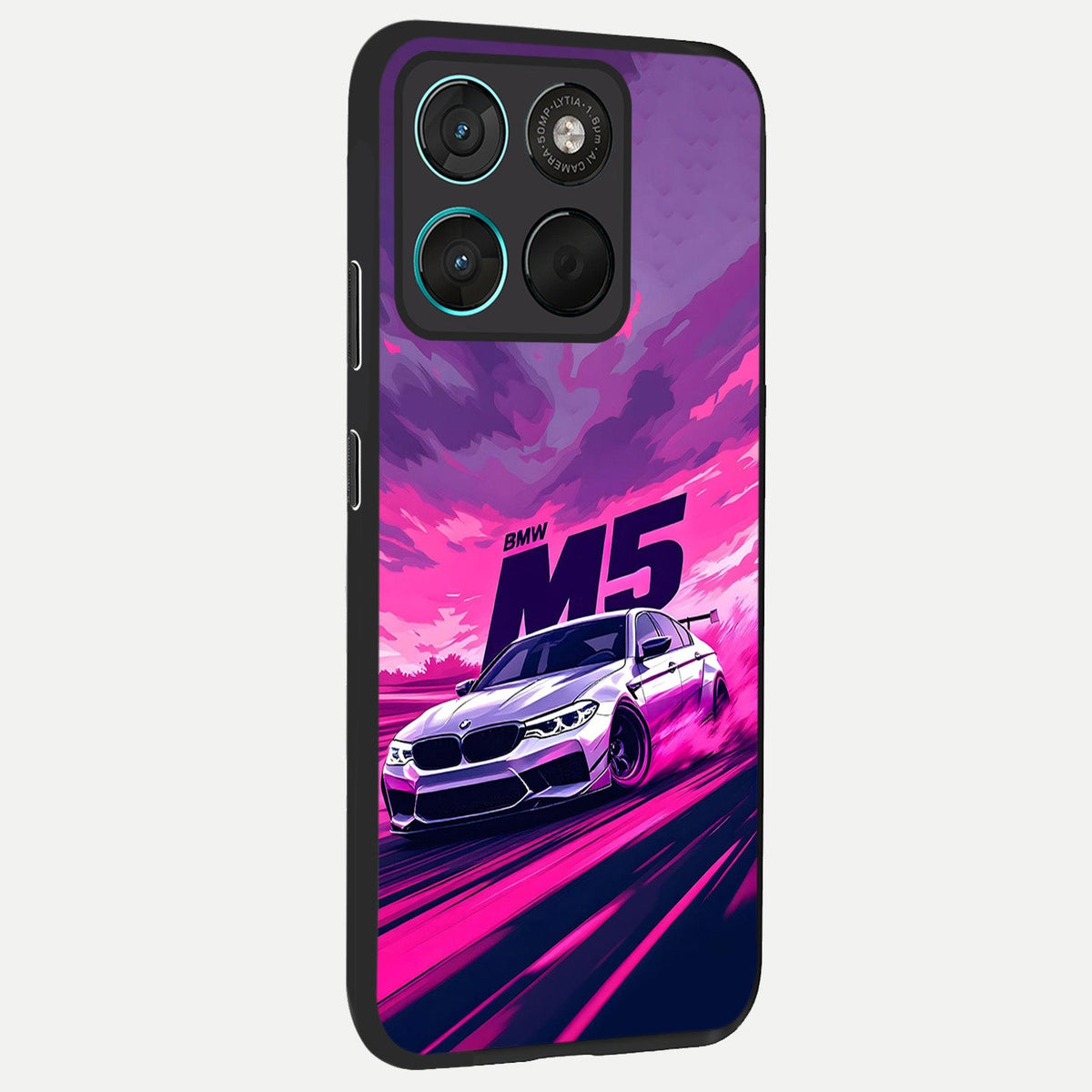  MS Neon Car back cover For Moto G57 Power slim fit glass case with vibrant aesthetic design