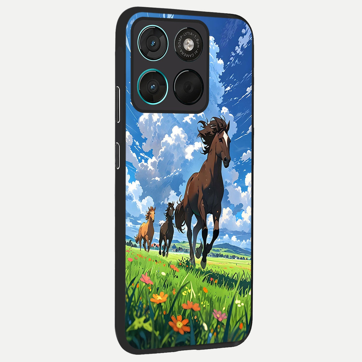  Majestic Horses Galloping back cover For Moto G57 Power slim fit glass case with vibrant aesthetic design
