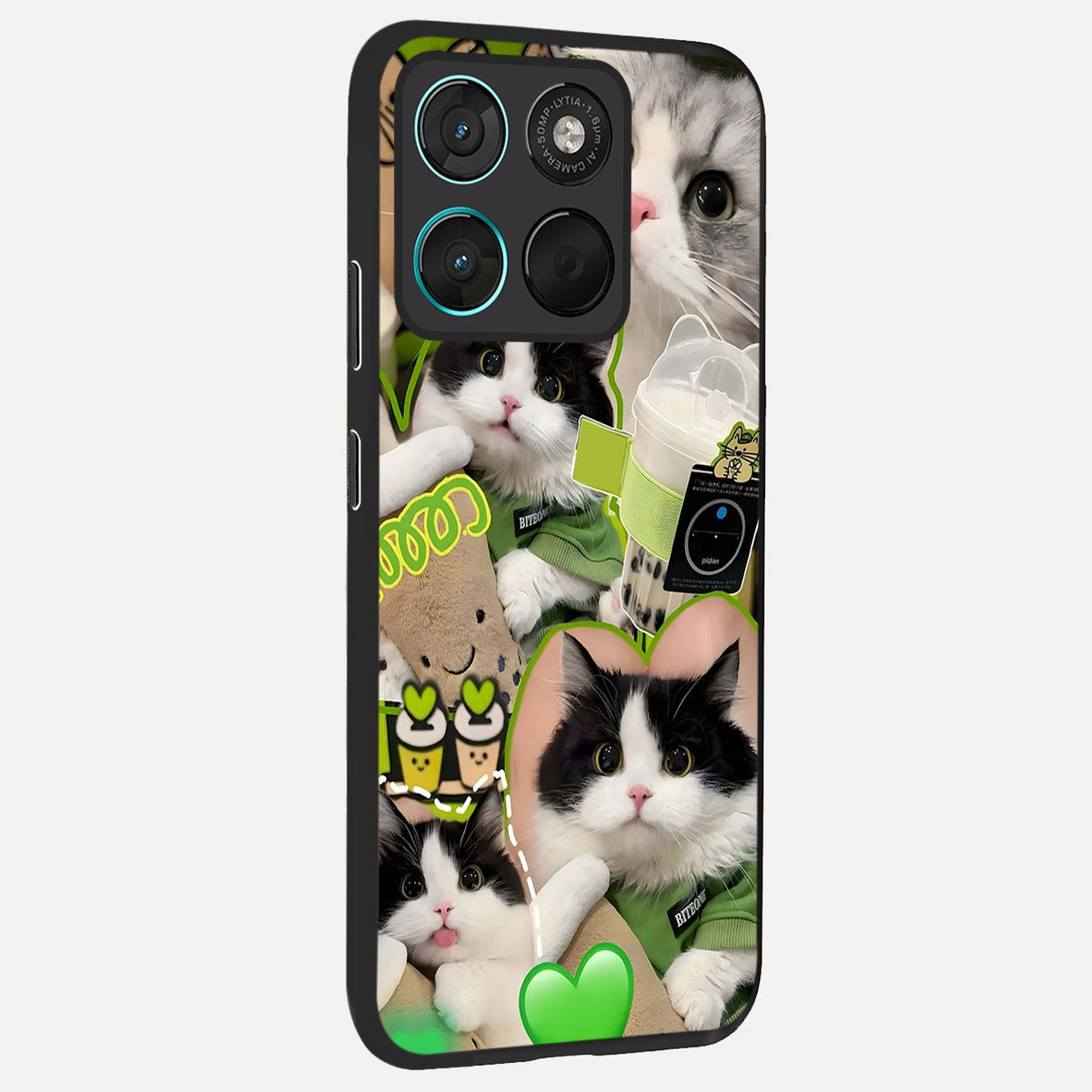  Matcha Cats Mood back cover For Moto G57 Power slim fit glass case with vibrant aesthetic design