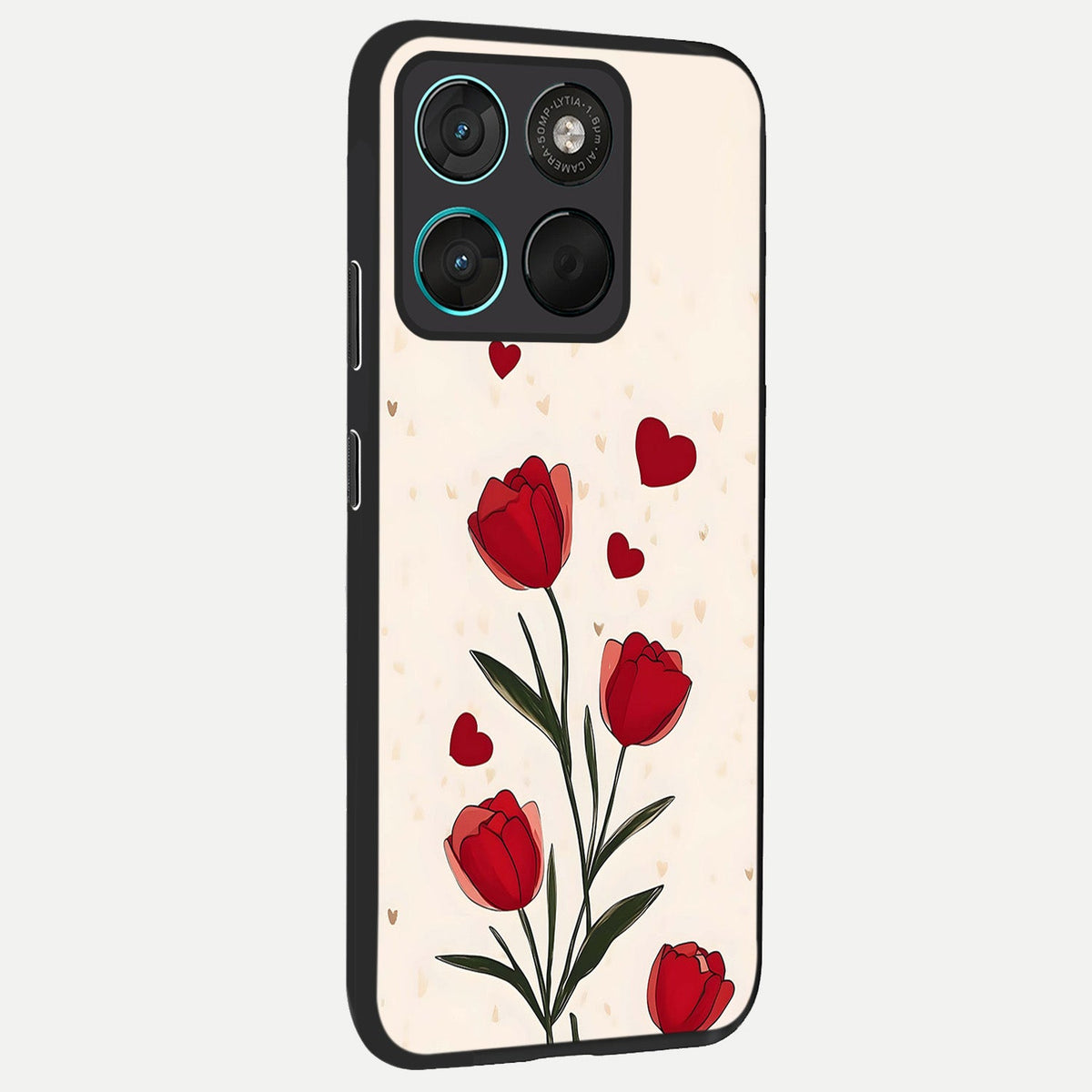  Tulip With Heart back cover For Moto G57 Power slim fit glass case with vibrant aesthetic design