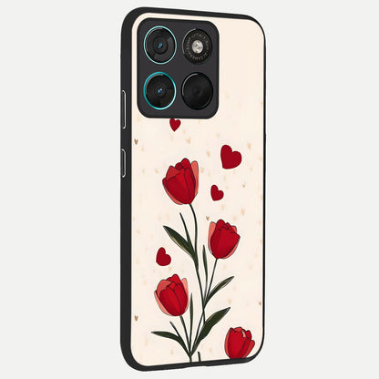  Tulip With Heart back cover For Moto G57 Power slim fit glass case with vibrant aesthetic design