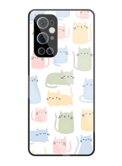 Multicolor cat  Glass Case For OnePlus 9 Pro