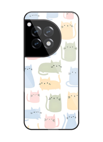 Multicolor Cat Glass Case For OnePlus 12R