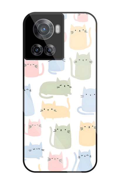 Multicolor Cat Glass Case For OnePlus 10R