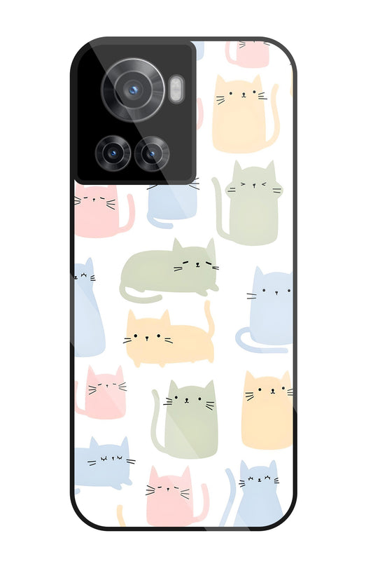 Multicolor Cat Glass Case For OnePlus 10R