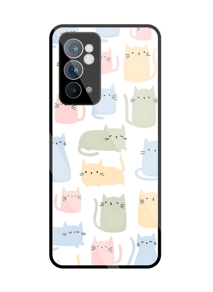 Multicolor cat  Glass Case For OnePlus 9RT