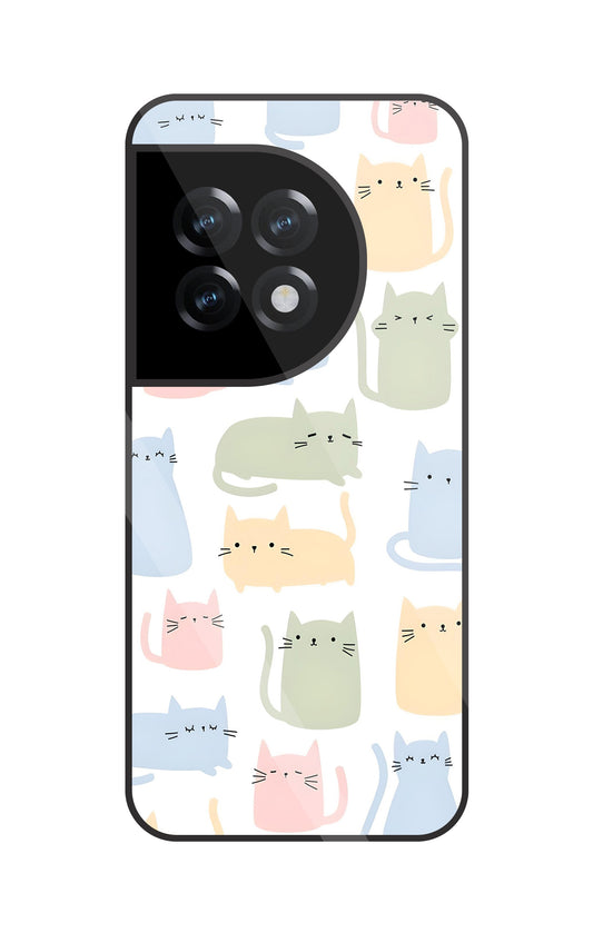Multicolor cat Glass Case For OnePlus 11R