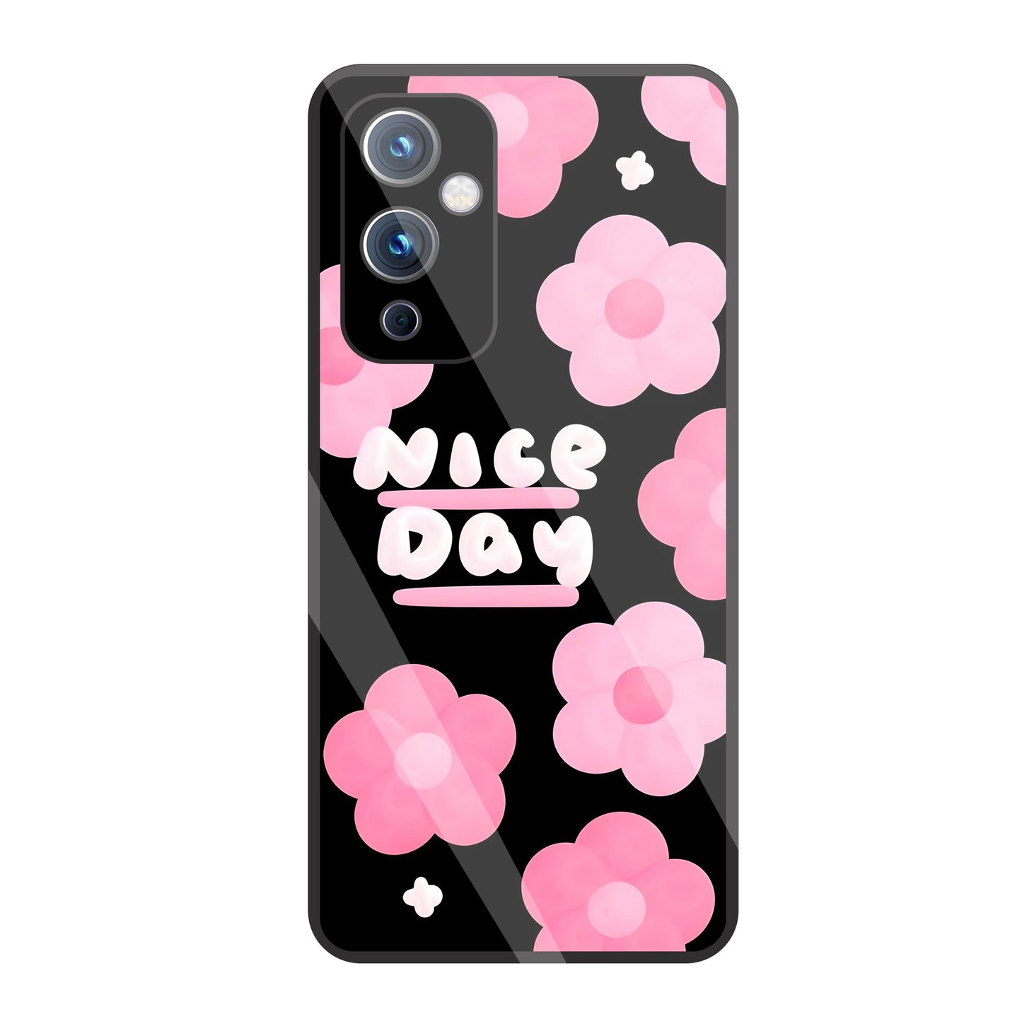 Nice Day Pink Flower Glass Case For OnePlus 9