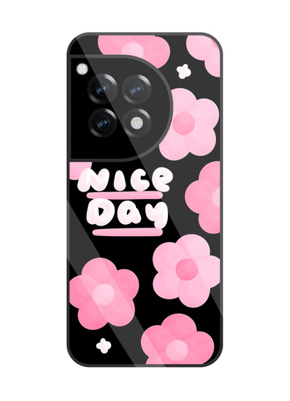 Nice Day Pink Flower Glass Case For OnePlus 12R
