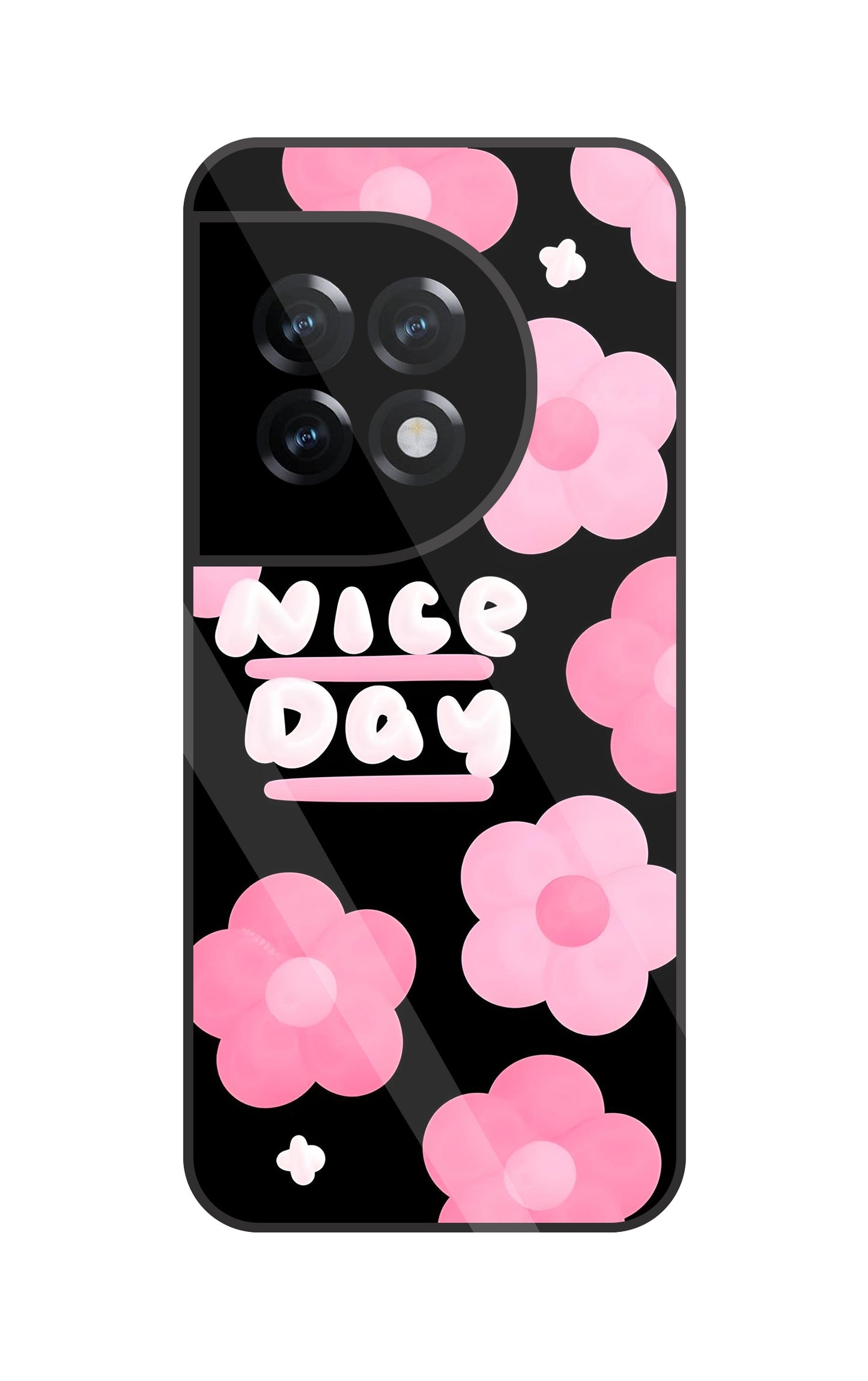 Nice Day Pink Flower Glass Case For OnePlus 11R