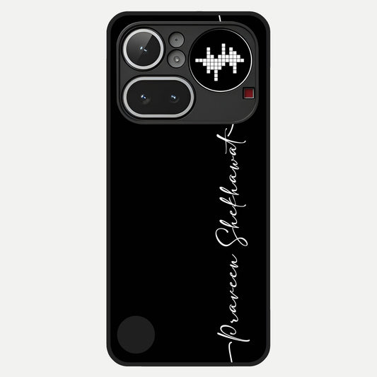  Black Tune Custom Name Glass Case For Nothing Phone 4A Pro back cover – full design glossy printed glass finish