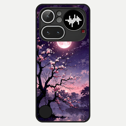  Blossom Pink Moon Glass Case For Nothing Phone 4A Pro back cover – full design glossy printed glass finish