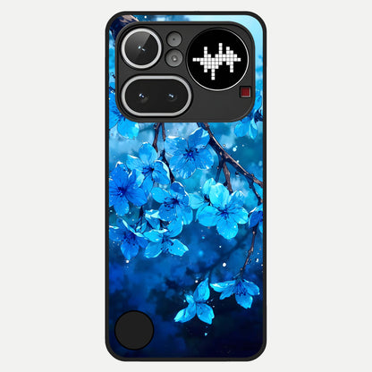  Blue Blossoms Branch Glass Case For Nothing Phone 4A Pro back cover – full design glossy printed glass finish
