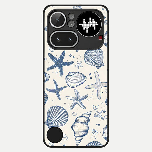  Blue Ocean Outline Glass Case For Nothing Phone 4A Pro back cover – full design glossy printed glass finish