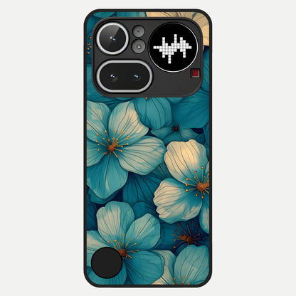  Blue Shade Floral Glass Case For Nothing Phone 4A Pro back cover – full design glossy printed glass finish