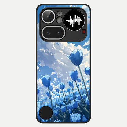  Blue Tulip Clouds Glass Case For Nothing Phone 4A Pro back cover – full design glossy printed glass finish