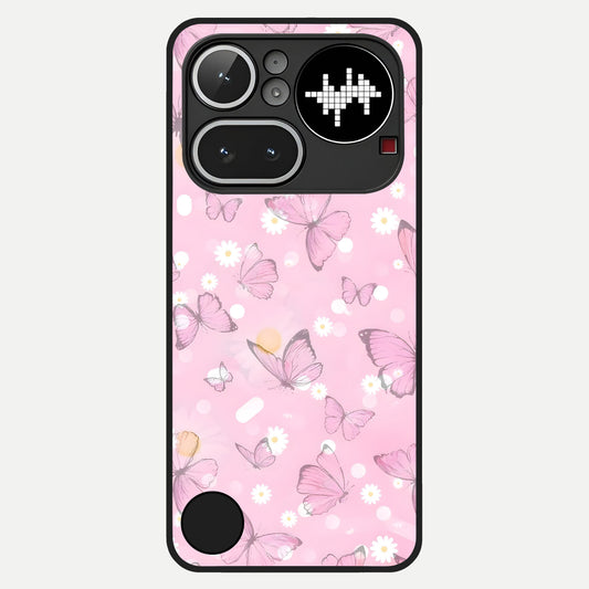  Blush Butterfly Garden Glass Case For Nothing Phone 4A Pro back cover – full design glossy printed glass finish