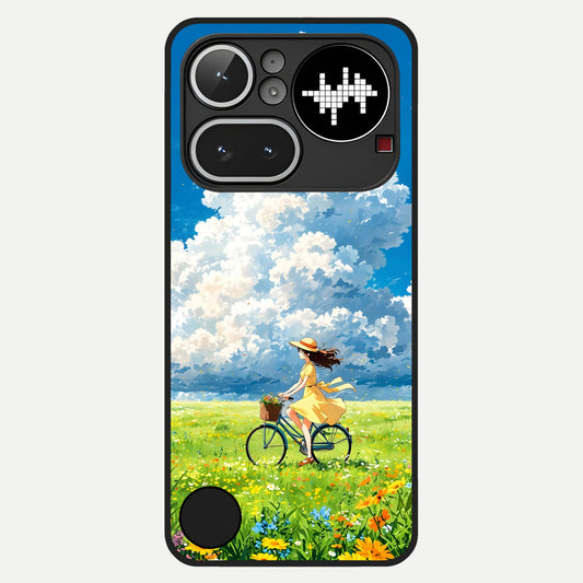  Breezy Meadow Ride Glass Case For Nothing Phone 4A Pro back cover – full design glossy printed glass finish