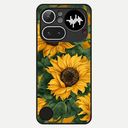  Bright Sunflower Bloom Glass Case For Nothing Phone 4A Pro back cover – full design glossy printed glass finish